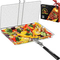 Grill Basket Extra Large, SUS304 Stainless Steel, Portable Folding BBQ Camping Grilling Rack for Fish, Vegetables, Shrimp, Barbeque Griller Cooking Accessories, Grilling Gifts for Men, Dad by CEBERVICE