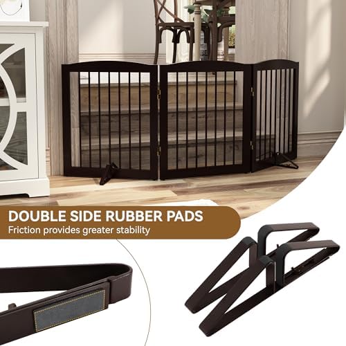 PUPETPO Support Feet for Pet Gate (Updated Version), Pet Gate Metal Support Feet Set of 2 for Extra Wide Foldable Dog Gate, Easy to Install, A Pair of Safety Fence Feet for Wooden Dog Gate, Brown - Image 4