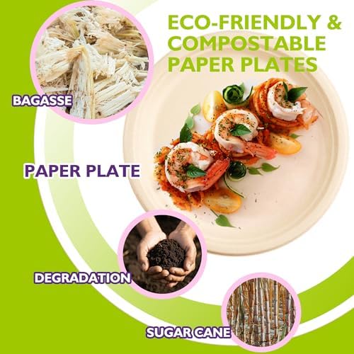 10 Inch 150 Pack Compostable Paper Plates - Image 2