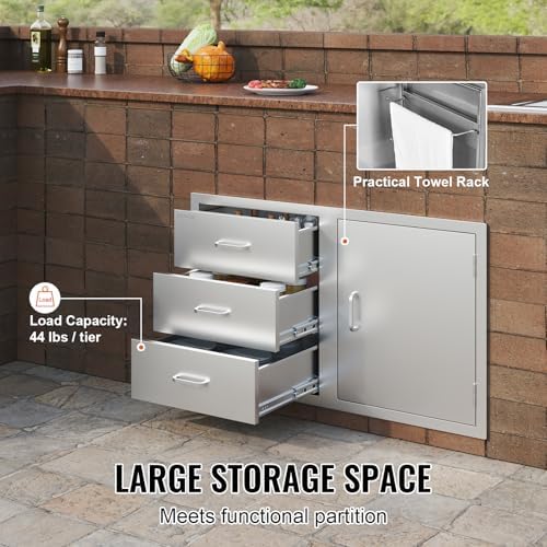VEVOR Outdoor Kitchen Drawers 38.1"W x 22.6"H x 20.8"D Stainless Steel - Image 5