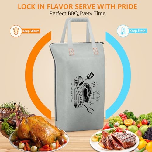 BBQ Blanket for Resting Meat,Barbecue Blanket for Resting Meat,21 Inch BBQ Blanket Meat Resting Bag,Reusable Smoker Grilling Meat Insulated Brisket Bag Grilling Gifts for Men(Gray-with Gift Box) - Image 5