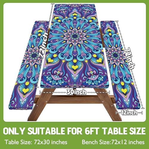 Picnic Table Cover with Bench Covers Vinyl Table Cloth Camping Lovers Essentials Camper Rv Car Travel Accessories Accessory Overlanding Must Haves Outdoor Gadgets Road Trip Tools Gear Stuff Equipment - Image 2
