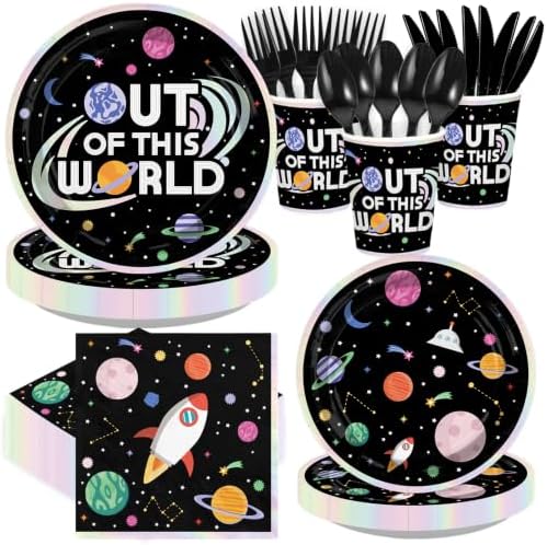 168 Pcs Out of This World Outer Space Party Decorations Serves 24 by Greencian