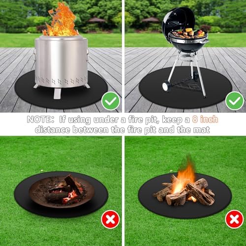 Protebox 36'' Fire Pit Mat for Solo Stove Bonfire, Round Fireproof Under Grill Mat, Oil-Proof Waterproof BBQ Pad for Deck Patio Grass Outdoor Grill Accessories, Portable and Reusable, Glossy Black - Image 6