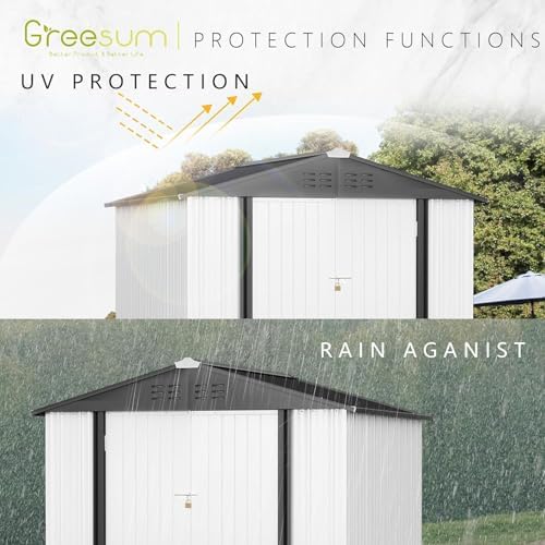 Greesum 8x6FT Outdoor Storage Shed Utility Tool Shed, White - Image 5
