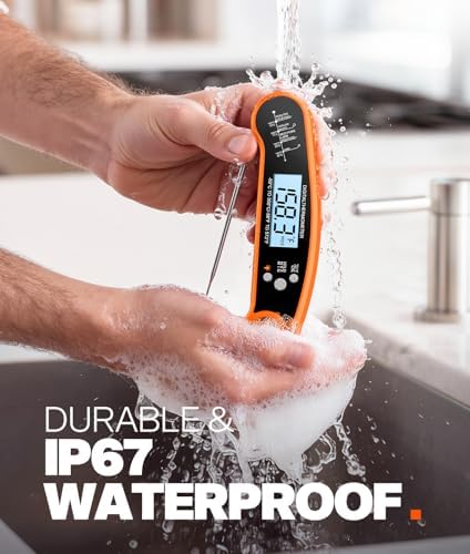 Instant Read Meat Thermometer Digital, Food Thermometer for Cooking, Orange - Image 5