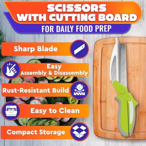 2 in 1 Kitchen Scissors for Food with Cutting Board, Safety Lock - Image 7