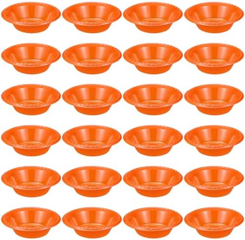 24 Pack 16oz Orange Disposable Plastic Bowls Dessert, Ice Cream, Salad, Soup Serving Cups for Party, Picnic, Food Snacks (Orange) by Unknown