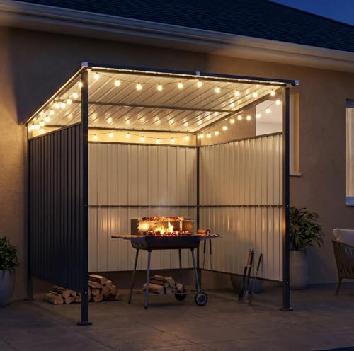Aoxun 6x6FT Outdoor Shed Grill Shed with Solar Light, Black by Aoxun