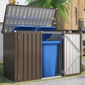 AECOJOY Outdoor Trash Can Storage Shed, 46 Cu.Ft Metal Garbage Bin Enclosure with Lift-Up Lid & Gas Strut, Waterproof Outdoor Garbage Can Organizer, Bike Shed Backyard Patio Garden, Brown by AECOJOY