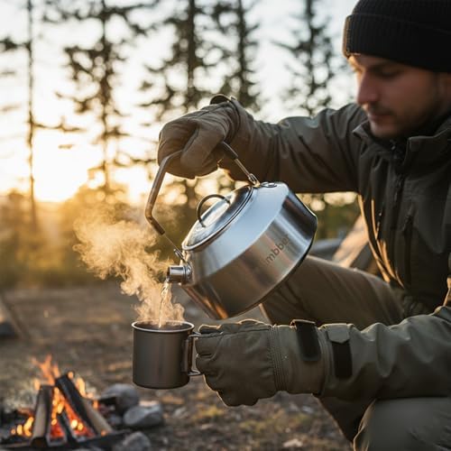 Camping Cookware Set 304 Stainless Steel Cooking Pots Pan Set with Travel Tote Bag for Camping Outdoor Kitchen Cooking Picnic for 4-6 - Image 4
