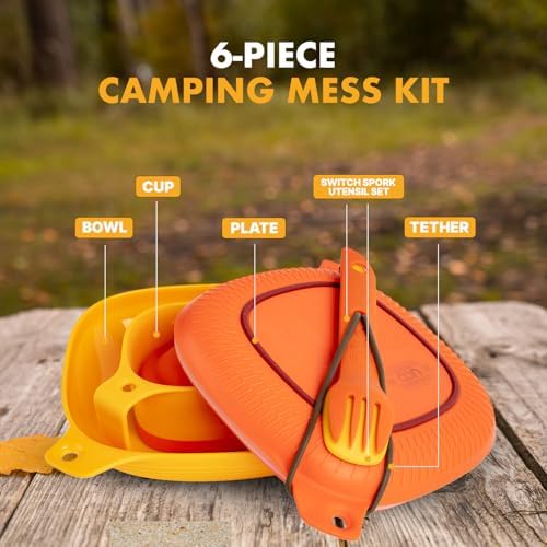 UCO Camping Mess Kit with Bowl, Plate, Collapsible Cup, and Switch Camping Spork - Image 2