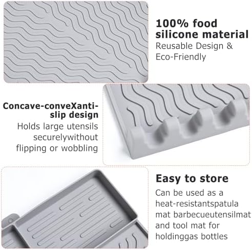 Silicone Grill Mat for Flat Top, Heat Resistant Griddle Tool Mat, Gray - Image 6