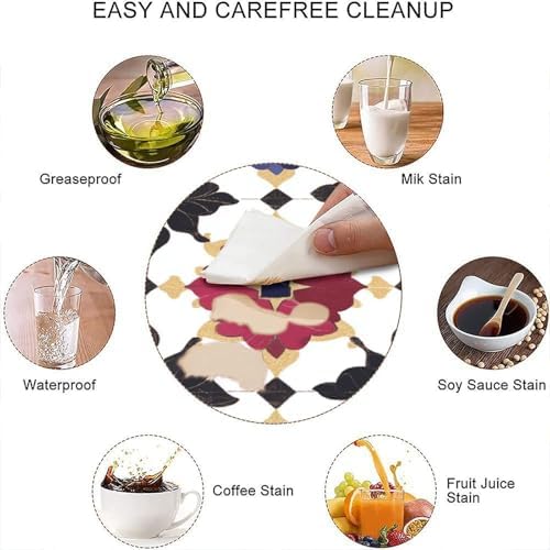 Outdoor Table Cloth Square, Moroccan Trellis Pattern Printed on Polyester Table Covers with Elastic, Perfect for Breakfasts Tea Gatherings, Fit for 32" x 32" Square Tables - Image 4