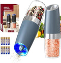 CIRCLE JOY Gravity Electric Salt and Pepper Grinder Set Automatic Salt and Pepper Grinder Set with LED Light, Battery Operated, Adjustable Coarseness, Large Capacity, for Home Kitchen BBQ, Blue by CIRCLEJOY