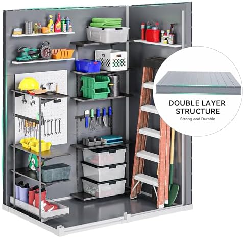 DWVO 5x3 FT Outdoor Storage Shed with Floor, All-Weather Resin Storage Shed with Window & Lockable Door, Waterproof Plastic Tool Storage for Garden Patio, Gray - Image 4