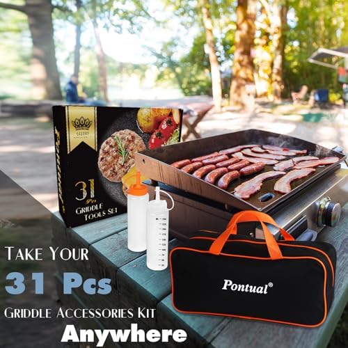 31PCS Griddle Accessories Kit for Blackstone, Flat Top Hibachi Grill Spatula Set with 2 Melting Domes, Burger Press, Patty Maker and Apron, Professional Teppanyaki Tools Gifts for Outdoor BBQ - Image 6