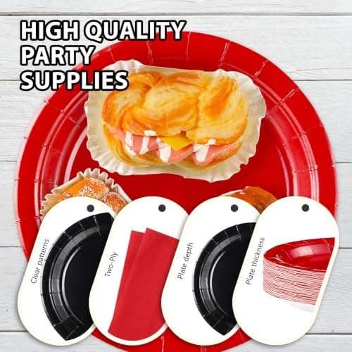 168Pcs Red and Black Party Decorations, Serves 24 - Image 4