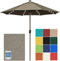 EliteShade USA 10-Year-Non-Fading 10ft Market Patio Umbrella, Commercial Grade Table Sun Umbrella with 80 Solar LED Lights, Crank Open, Windproof & UPF 50+ UV Protection for Garden, Deck, Pool, Backyard, No Tilt, Taupe by EliteShade