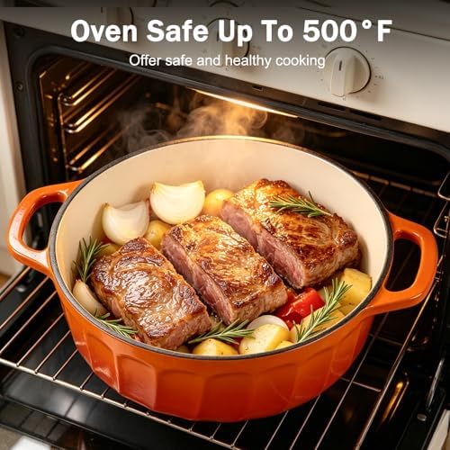 Enameled Cast Iron Dutch Oven Pot with Lid, 6 QT Large Dutch Oven - Image 3