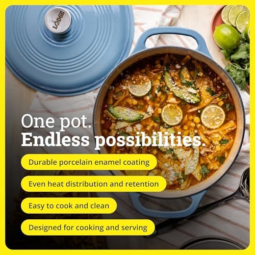 Lodge Essential Enamel Cast Iron Dutch Oven, 4.5 Quart, Lagoon - Image 2