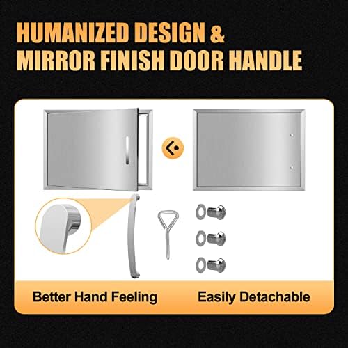 BBQ Access Single Doors 27Wx20H Flush Mount Stainless Steel Outdoor Kitchen Door for Outside Cabinets and BBQ Island - Image 4