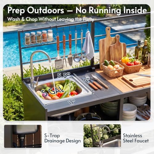 Modular Outdoor Kitchen Island with Sink, 4Pcs Aluminum Outdoor Kitchen Kit - Image 5