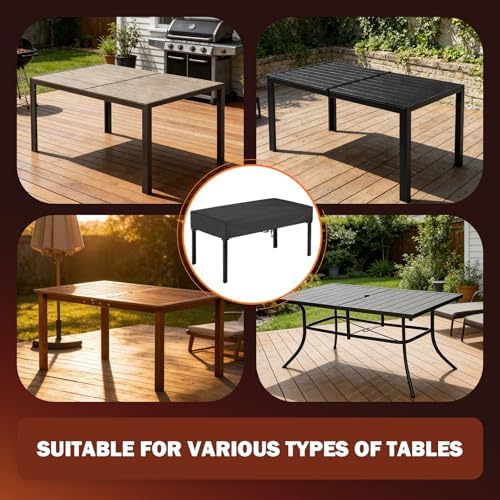 TOHONFOO Waterproof Rectangular Patio Table Cover, 80" x 40" x 6", Black - Image 6