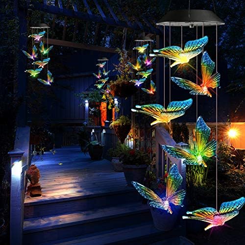 Toodour Solar Wind Chime, Color Changing Wind Chimes Butterfly Gift for Mom - Image 6