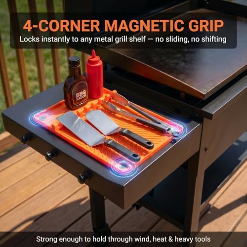 Magnetic Silicone Grill Mat for Side Shelves, 16x11.5 in, Orange - Image 2