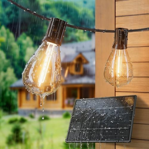 100FT Solar Outdoor String Lights with 36+2 Edison Shatterproof Waterproof Bulbs, 2200K Commercial Grade Patio Lights, Heavy Duty Outside Hanging for Garden Porch Deck Decor - Image 2
