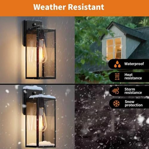 15'' Black Dusk to Dawn Outdoor Front Porch Lights for Outside, Large Exterior Lighting Fixtures Wall Mount for House, Wall Sconce Lamp, Waterproof Lantern Coach Lights for Garage, Entryway,Yard - Image 4