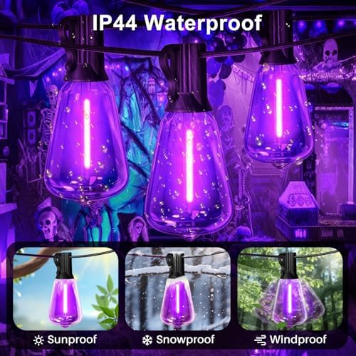 Purple Outdoor halloween String Lights, ST38 26FT LED Patio Lights with 12+1 Shatterproof Edison Bulbs,UL Waterproof Connectable Hanging Lights for Halloween Spooky Party Christmas Garden Porch Decor - Image 5