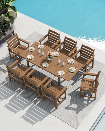 SERWALL 60" - 83" Outdoor Expandable Dining Table, Brown - Image 6