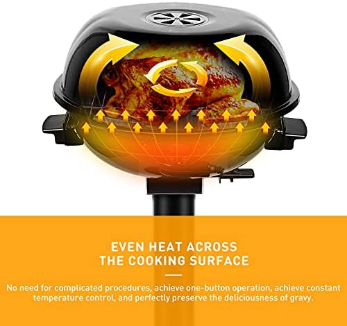 Electric BBQ Grill Techwood 15-Serving Indoor/Outdoor Electric Grill for Indoor & Outdoor Use, Double Layer Design, Portable Removable Stand Grill, 1600W (Stand Black BBQ Grills) - Image 5