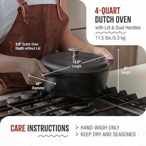 Victoria 4-Quart Cast Iron Dutch Oven with Lid and Dual Loop Handles, Seasoned with Flaxseed Oil, Made in Colombia - Image 6
