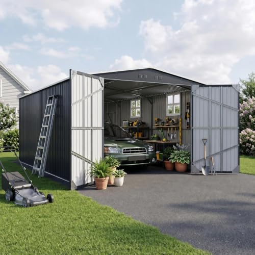 Polar Aurora 12x20 FT Outdoor Storage Shed Black by PolarAurora