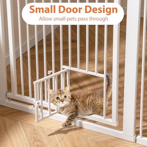 Giantex 59'' Extra Tall Pet Gate for Large Dogs & Cats, Adjustable 30.5''–41'' Wide Dog Gate with Small Pet Door, Extension Kits, Pressure or Hardware Mount, Jump-Proof Indoor Barrier, White - Image 5