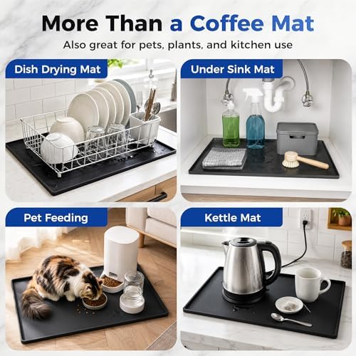 Golener Coffee Bar Mat, Silicone Coffee Mat with Raised Edges, 24"x16" - Image 7