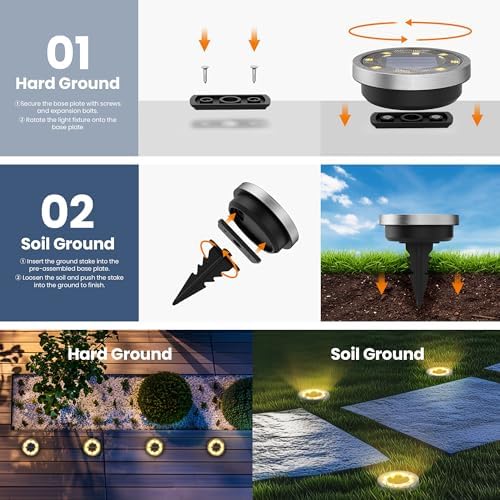 SOLPEX 16 Pack Solar Ground Lights Outdoor, Backyard Decor Warm White - Image 4