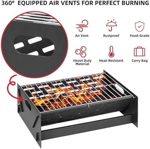 15.9" Foldable Portable Camping Charcoal Grill - Image 5