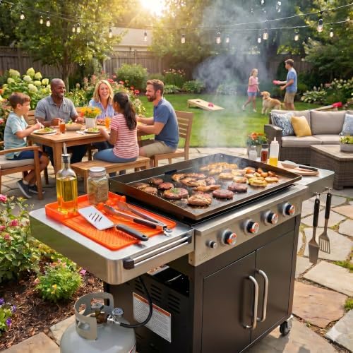 Magnetic Silicone Grill Mat for Side Shelves, 16x11.5 in, Orange - Image 6