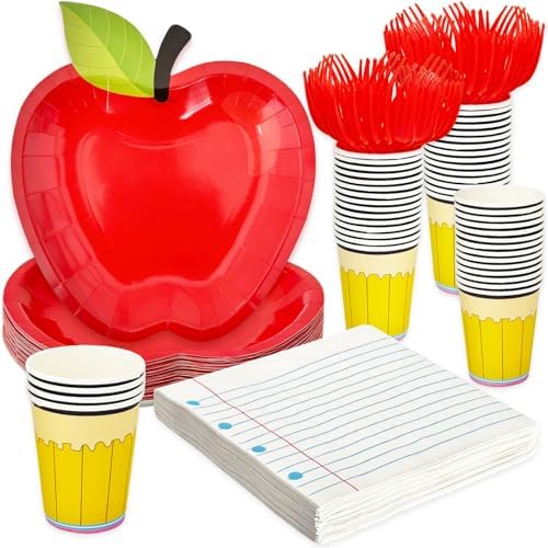 Back to School Party Supplies,120 Pcs First Day of School Tableware Supply by Woozettn