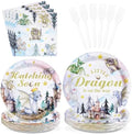 Grencian 96Pcs Watercolor Dragon Baby Shower Decorations, Serves 24 by Grencian