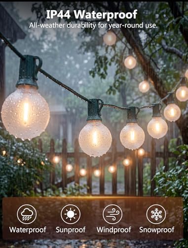 25FT LED G40 Frosted White Outdoor String Lights 27 Shatterproof Globe Bulb - Image 3