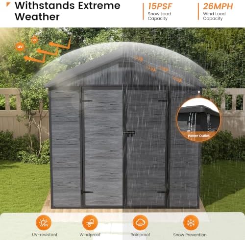UDPATIO Resin Storage Shed 8x6 FT, Plastic Outdoor Storage Shed for Patio - Image 3