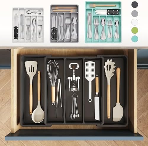 Lifewit Utensil Organizer for Kitchen Drawers, Expandable Utensil Tray - Image 3