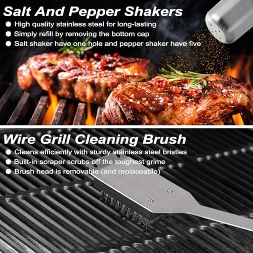 POLIGO 29 PCS BBQ Grill Accessories Stainless Steel BBQ Tools Grilling Tools Set with Storage Bag for Fathers Day Dads Birthday Presents - Camping Grill Utensils Set Ideal Grilling Gifts for Men Black - Image 6