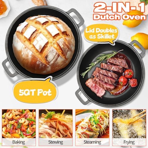 5 Qt Cast Iron Dutch Oven for Sourdough Bread Baking, Sourdough Dutch Oven - Image 4