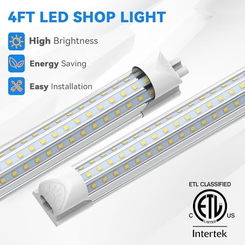 CNSUNWAY 4FT LED Shop Lights, 50W 7500LM D Shape, ETL Listed 2 Pack - Image 2
